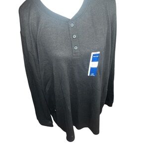 Black Henley Long Sleeve Shirt